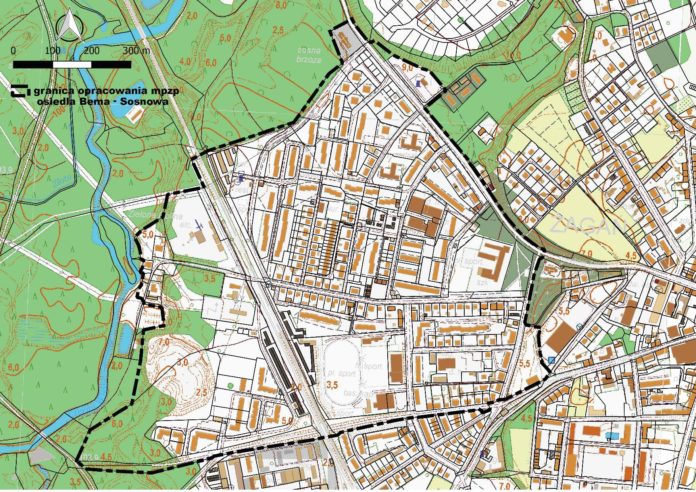 granica opracowania mpzp osiedla Bema - Sosnowa