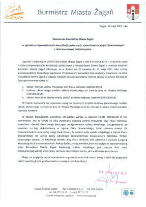Stanowisko Burmistrza Miasta Zagan 2021-1