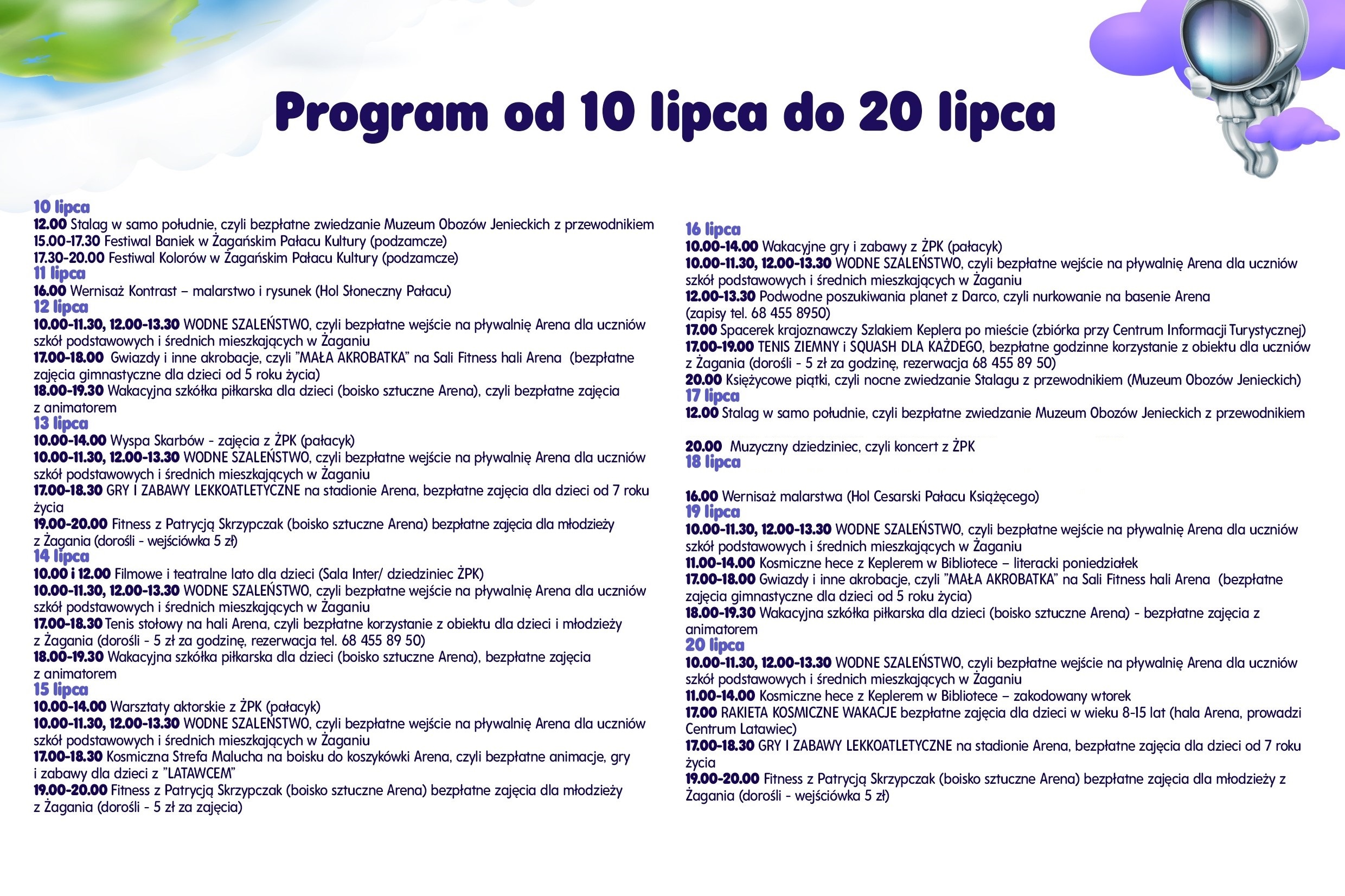 Program wakacji od 10 do 20 lipca aktualny