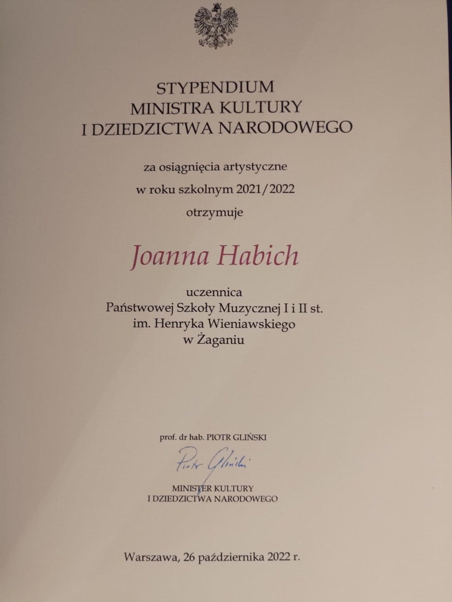 Joanna Habich stypendystkaMKiDN