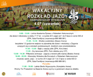 Wakacyjny rozklad jazdy na4 lipca