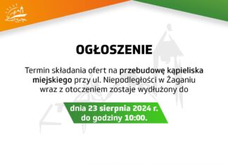Wydłużamy termin składania ofert na przebudowę kąpieliska kapielisko miejskie