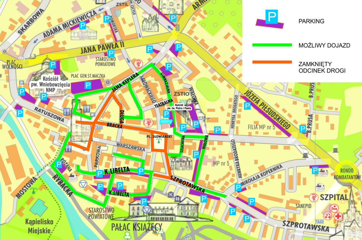 mapa parkingi Żagań