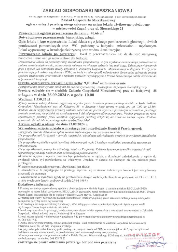 najem lokalu slowackiego