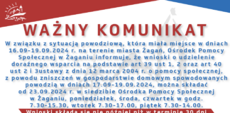OPS przyjmuje wnioski o wsparcie z powodu zniszczeń spowodowanych powodzią