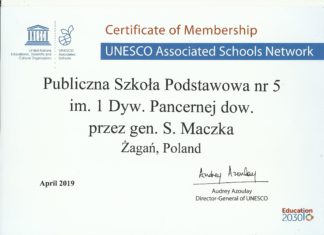 Piątka w światowej sieci Szkół Stowarzyszonych UNESCO