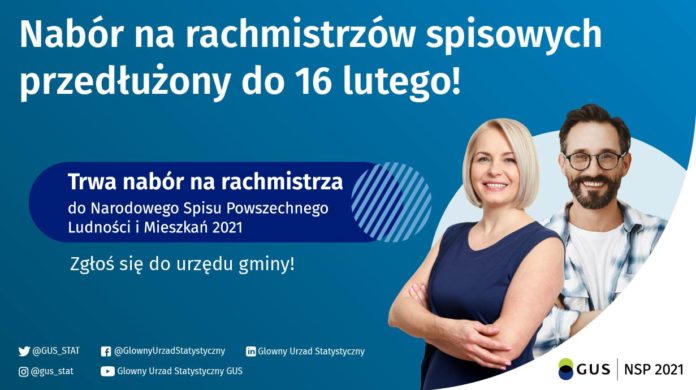 Informacja o przedłużeniu naboru na rachmistrzów spisowych