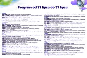Program wakacji od 21 do 31 lipca