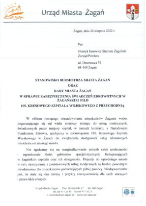 Stanowisko w sprawie szpitala