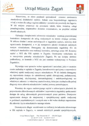 Stanowisko w sprawie szpitala