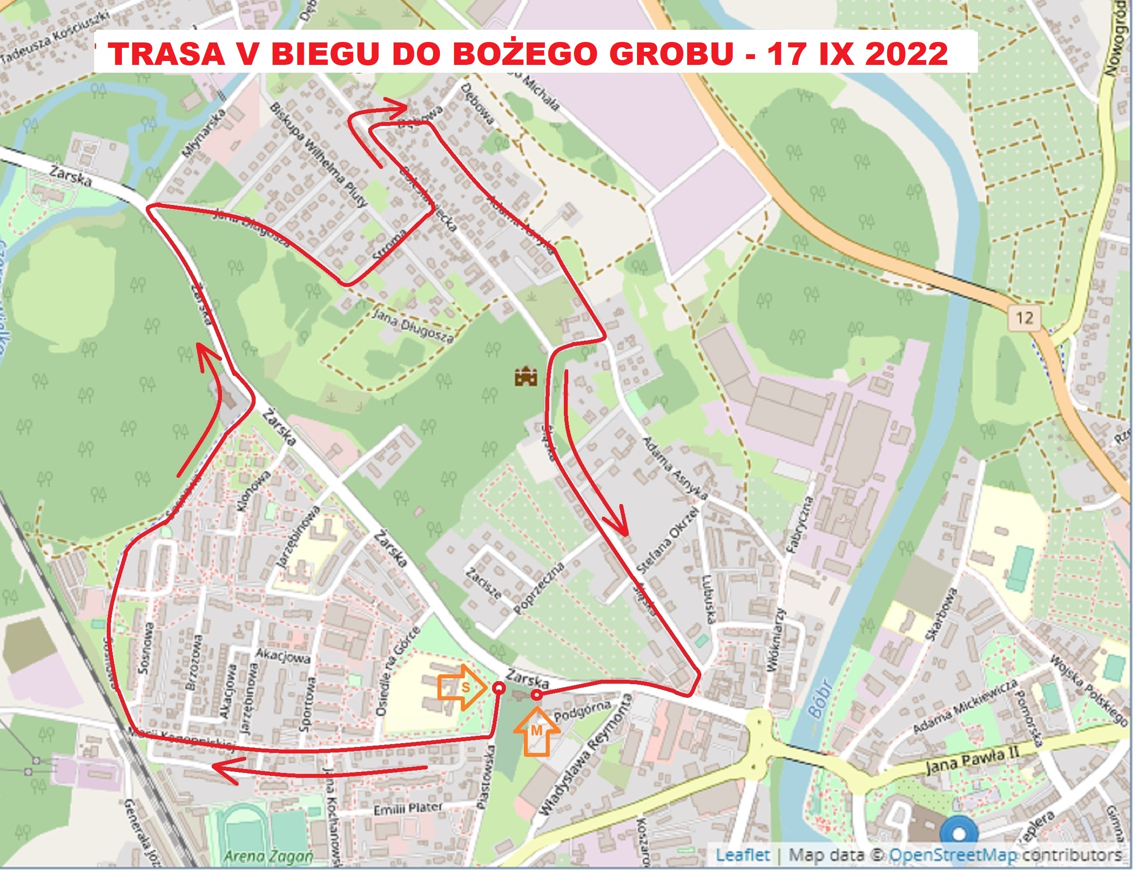 Trasa biegu do bożego grobu