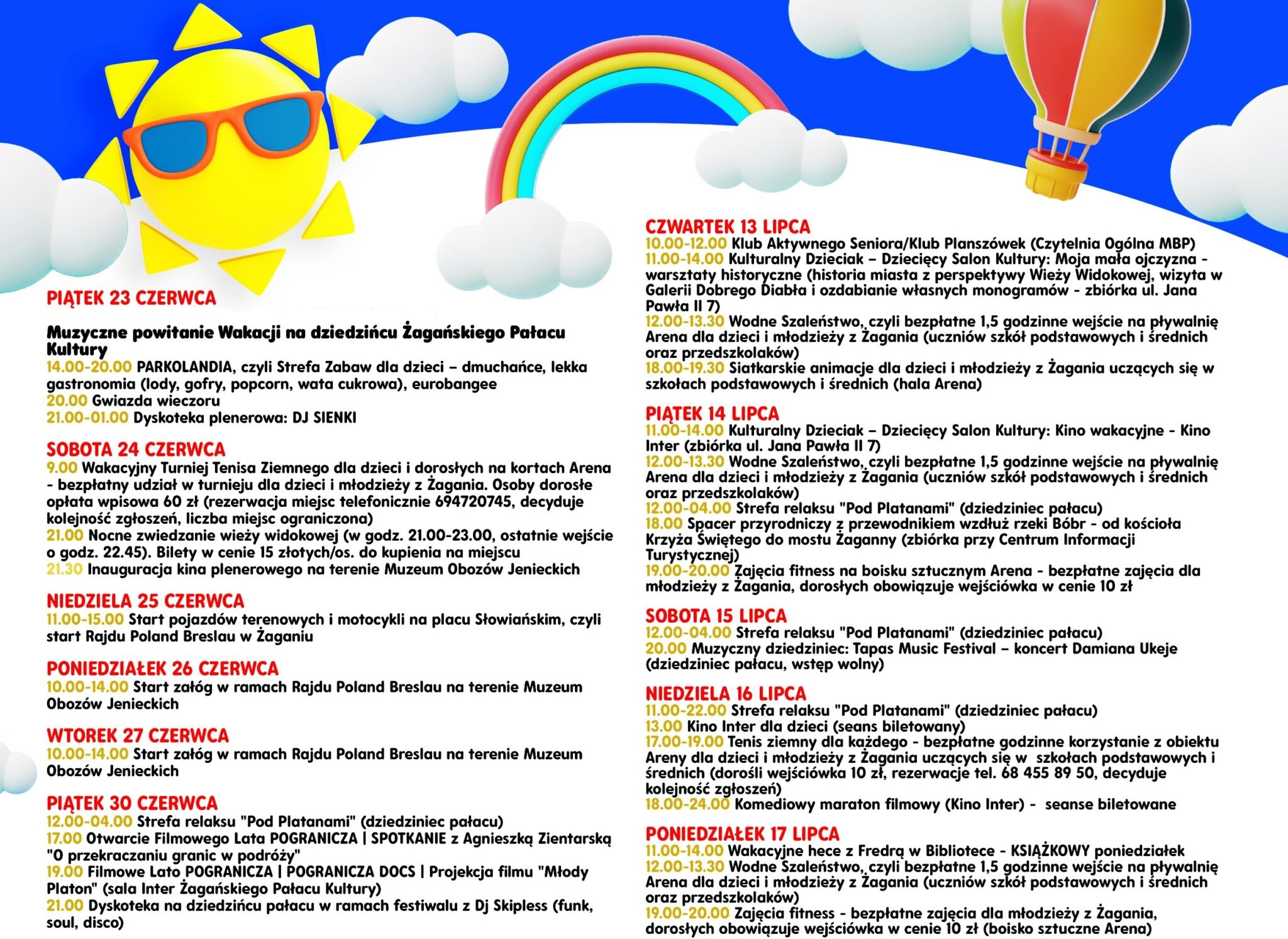 Ulotka wakacje z maszkaronem lipiec