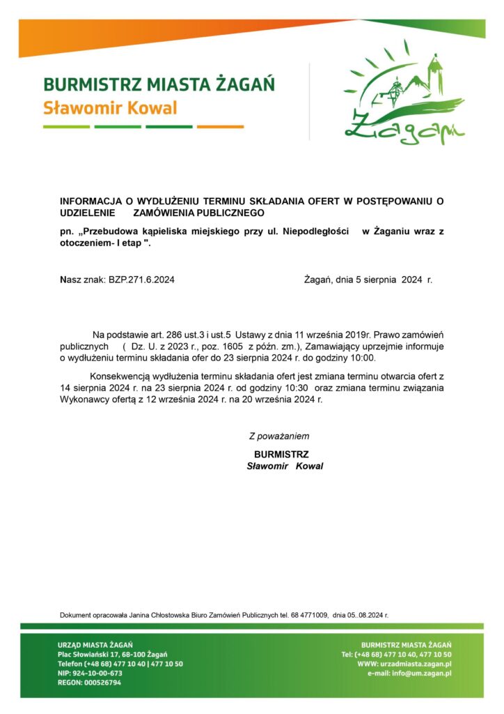 wydłużenie terminu skladania ofert