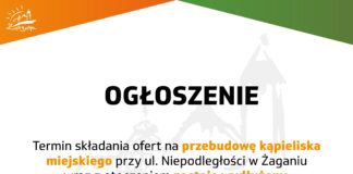 Termin składania ofert na przebudowę kąpieliska wydłużony do 30 września wydluzamy termin skladania ofert