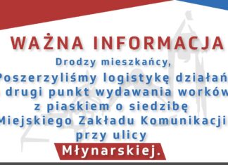 Drugi punkt wydawania worków z piaskiem w MZK