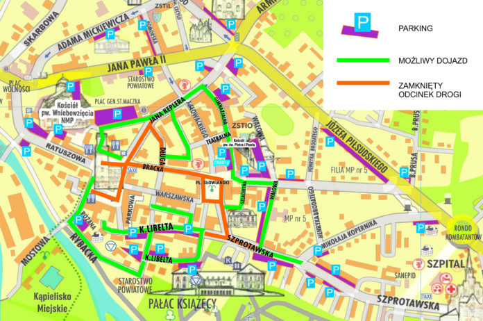 mapa parkingi Żagań