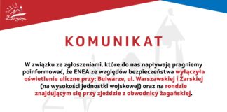 Komunikat dotyczący oświetlenia ulicznego